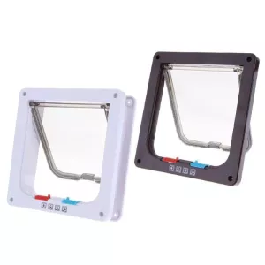 Pet Door 4 Ways Lockable Security Flap Door pro psi a kočky, Velikost:M (Bílá) TopTechnology