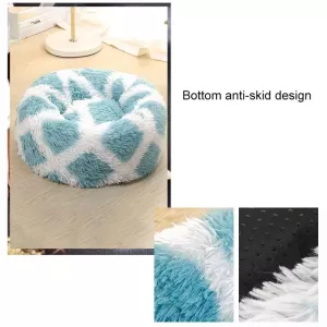 Kulatý pelíšek pro psy a kočky z dlouhé chlupaté tkaniny, 60cm (tmavě šedý)