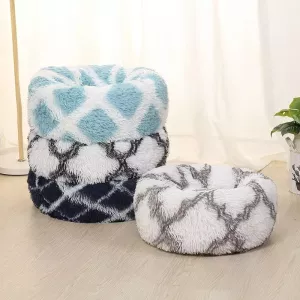 Kulatý pelíšek pro psy a kočky z dlouhé chlupaté tkaniny, 60cm (tmavě šedý)