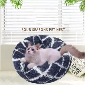 Kulatý pelíšek pro psy a kočky z dlouhé chlupaté tkaniny, 60cm (tmavě šedý)