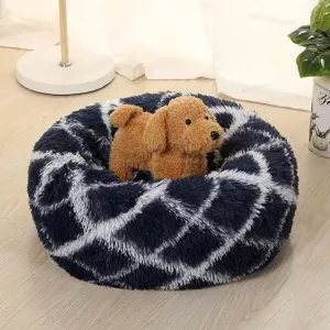 Kulatý pelíšek pro psy a kočky z dlouhé chlupaté tkaniny, 60cm (tmavě šedý)