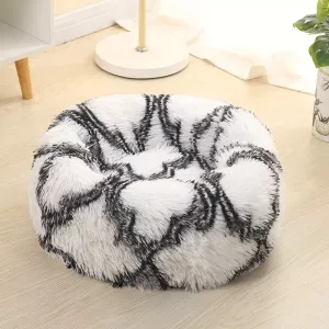 Kulatý pelíšek pro psy a kočky z dlouhé chlupaté tkaniny, 60cm (tmavě šedý)