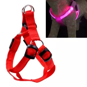 Dvojité LED osvětlení pet postroje z nylonu pro kočky a psy, Velikost:M (Červená) TopTechnology Dvojité LED osvětlení pet postroje z nylonu pro kočky a psy, Velikost:M (Červená) TopTechnology