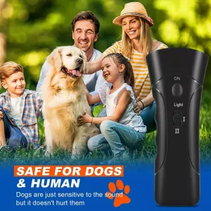 LED UV Bleskový Ultrazvukový Odpuzovač Psů, Přenosný Trenér Psů - Dvojitá Černá TopTechnology