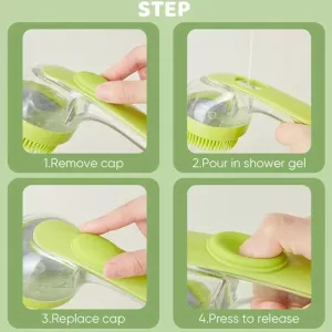 Kartáč na koupání pro domácí zvířata s dlouhou rukojetí - silikonový kartáč pro psy a kočky, jemné zuby zelený TopTechnology