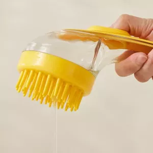 Kartáč na koupání pro domácí zvířata s dlouhou rukojetí - silikonový kartáč pro psy a kočky, jemné zuby zelený TopTechnology