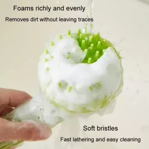 Kartáč na koupání pro domácí zvířata s dlouhou rukojetí - silikonový kartáč pro psy a kočky, jemné zuby zelený TopTechnology