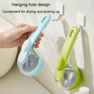 Kartáč na koupání pro domácí zvířata s dlouhou rukojetí - silikonový kartáč pro psy a kočky, jemné zuby zelený TopTechnology