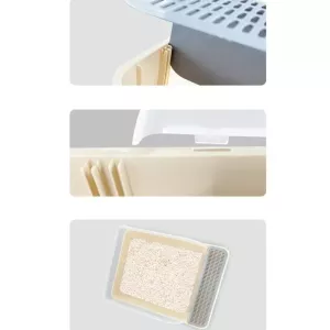 Polouzavřená kočičí toaleta čtvercová pro domácí mazlíčky, velikost: Velká TopTechnology