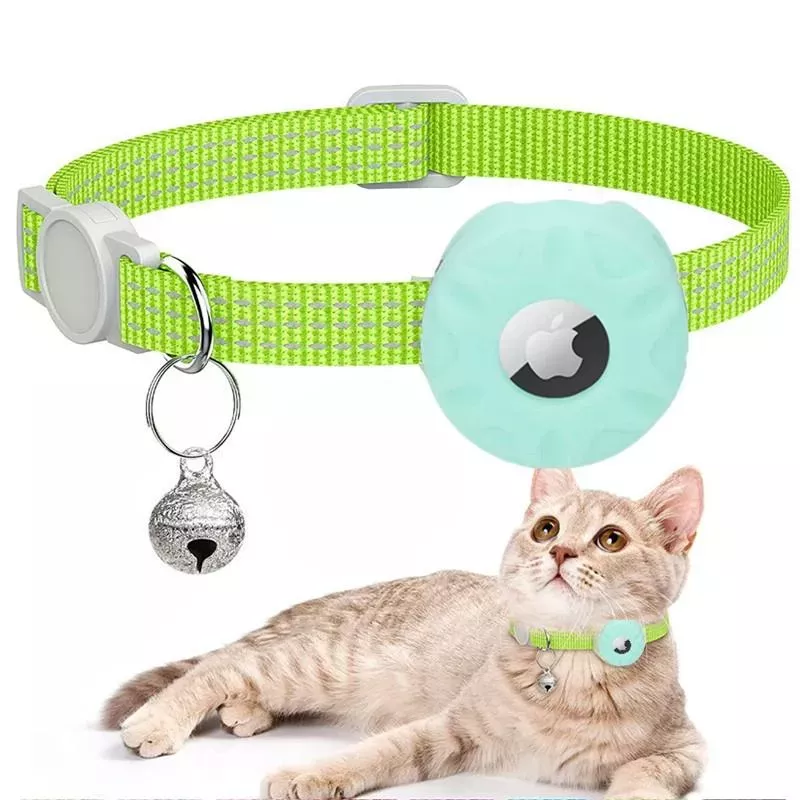 Reflexní obojek pro kočky s pouzdrem pro AirTag (Mint Green) TopTechnology