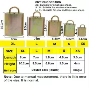 Speciální hlasitý silný zvonek pro krávy, koně a ovce, velikost: XL TopTechnology