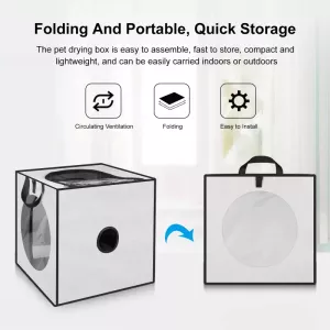 FUNADD Pet Bath Drying Box - Skládací sušicí box pro zvířata do 5kg (šedý) TopTechnology