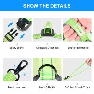 FunAdd Reflexní Nylonový Hrudní Popruh pro Psy, Velikost: S (Zelený) TopTechnology