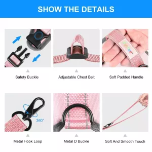 FunAdd Reflexní Hrudní Popruh pro Psy, Velikost: S (Růžový) TopTechnology