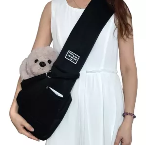 Pet Outing Carrier Bag - Bavlněná messenger taška pro domácí zvířata, černá