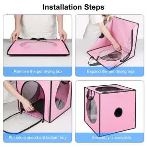 FUNADD Pet Bath Drying Box Skládací Sušička pro Domácí Zvířata do 5kg (Růžová) TopTechnology