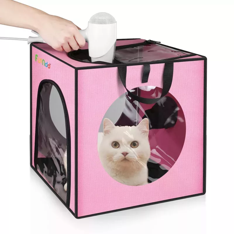 FUNADD Pet Bath Drying Box Skládací Sušička pro Domácí Zvířata do 5kg (Růžová) TopTechnology