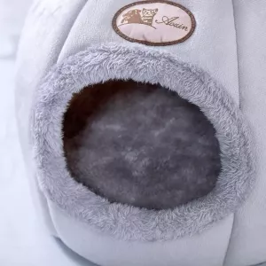 Zimní polouzavřené teplé a sametové kulaté hnízdo pro domácí zvířata, Velikost: L 36x36x36cm TopTechnology Zimní polouzavřené teplé a sametové kulaté hnízdo pro domácí zvířata, Velikost: L 36x36x36cm TopTechnology