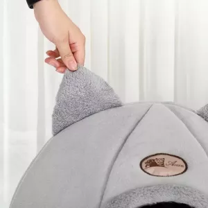 Zimní polouzavřené teplé a sametové kulaté hnízdo pro domácí zvířata, Velikost: L 36x36x36cm TopTechnology Zimní polouzavřené teplé a sametové kulaté hnízdo pro domácí zvířata, Velikost: L 36x36x36cm TopTechnology