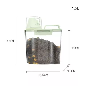 Úschovna krmiva pro domácí mazlíčky 1,5L - Voděodolný tank na krmivo pro psy (Matcha Green)