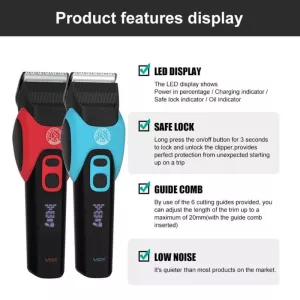 VGR V-208 Profesionální elektrický stříhací strojek pro domácí zvířata (Červený) TopTechnology VGR V-208 Profesionální elektrický stříhací strojek pro domácí zvířata (Červený) TopTechnology