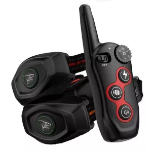 Elektronický výcvikový obojek pro psy s dálkovým ovládáním, automatický zastavovač štěkání - 1 Drag 2 Červený+Oranžový