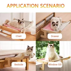 Dřevěná kočičí houpací síť na balkon - Šedá s oranžovou TopTechnology Dřevěná kočičí houpací síť na balkon - Šedá s oranžovou TopTechnology