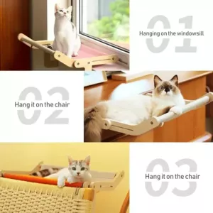 Dřevěné kočičí houpací lůžko na balkon - šedé TopTechnology