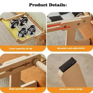 Houpací síť pro kočky na balkon, dřevěná, šedá/modrá TopTechnology