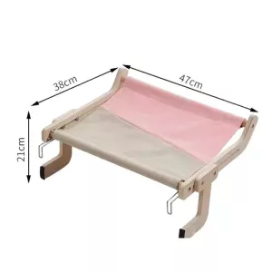 Houpací síť pro kočky na balkon, dřevěná, šedá/modrá TopTechnology