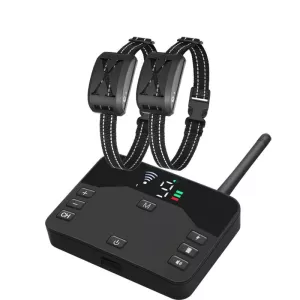 2v1 Elektrický plot pro psy a dálkový tréninkový obojek s vibrací a šokem pro 2 psy (černý)