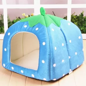 Domek pro domácí mazlíčky v tvaru jahody, skládací, modrý, velikost M TopTechnology Domek pro domácí mazlíčky v tvaru jahody, skládací, modrý, velikost M TopTechnology