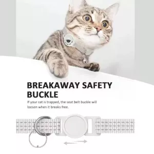 Sledovací obojek pro kočky Pet Cat Tracker s GPS lokátorem S10 kompatibilním s Apple Find My (Černá+Černá) TopTechnology