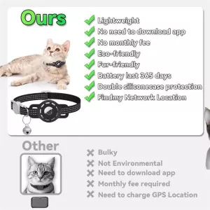 Sledovací obojek pro kočky s GPS lokátorem S10 pro iOS a Android (Růžový + Černý) TopTechnology