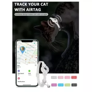 Sledovací obojek pro kočky s GPS lokátorem S10 kompatibilní s Apple Find My (Luminescentní modrý) TopTechnology