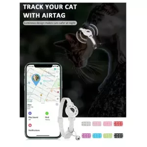 Sledovací obojek pro kočky s GPS lokátorem S10, kompatibilní s Google Find My (Růžový+Černý) TopTechnology