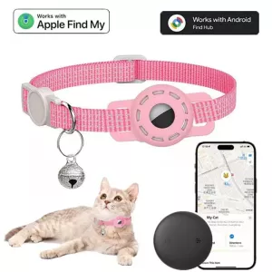 Sledovací obojek pro kočky s GPS lokátorem S10, kompatibilní s Google Find My (Modrý + Černý) TopTechnology