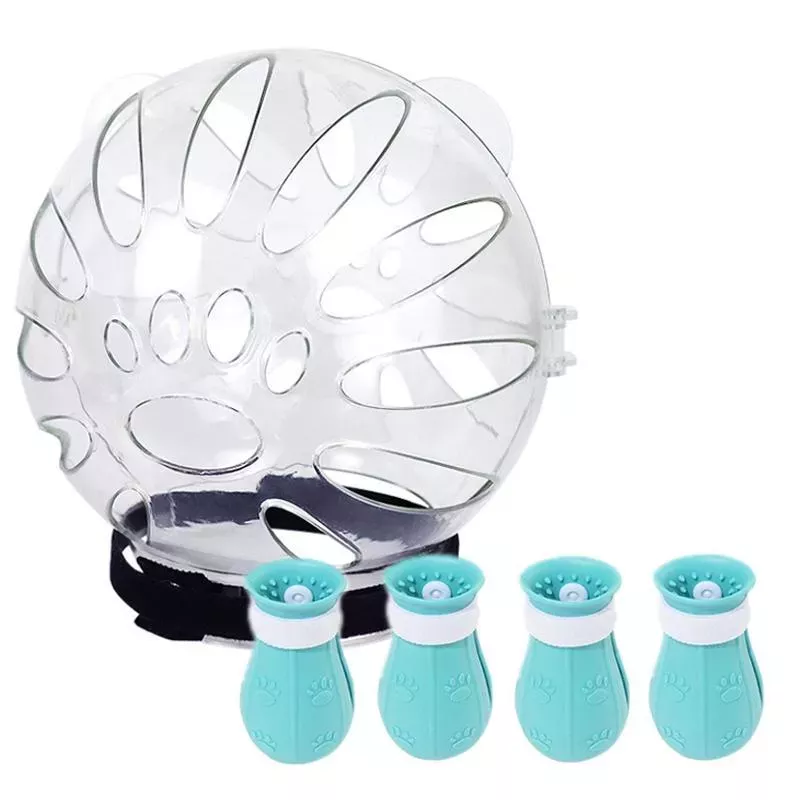 Obojek pro kočky s kapucí Cat Space Anti-Bite a druhá generace ochrany nohou - velký, světle modrý TopTechnology