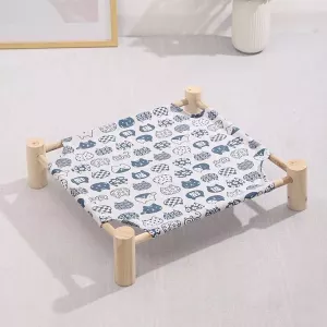 Pet Bed 47x52cm - Bílé Kočičí Hlavy, Pratelné a Skládací