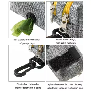 Outdoor Pet Waste Bag - Taška na psí exkrementy (Šedá Žlutá, dvojitý zip) TopTechnology