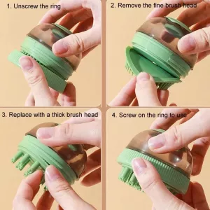 Kapsle na čištění pro domácí zvířata - zelený sprchový gel pro kočky a psy s masážním kartáčem TopTechnology