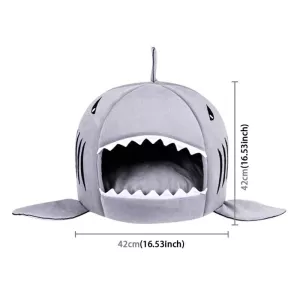 Hřejivý pelíšek pro psy a kočky - Shark House S (42x42x42 cm, šedý) TopTechnology