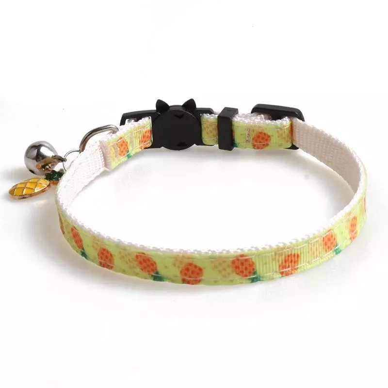 Obojek pro kočky PET s ovocnými doplňky a zvonkem, velikost 1x28cm (ananas) TopTechnology