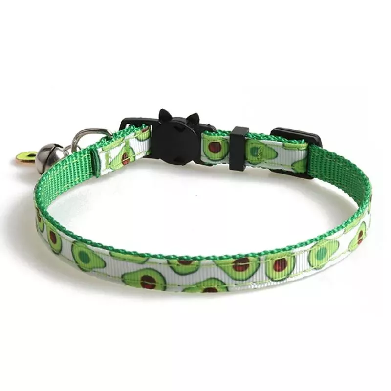 Obojek pro kočky Pet Webbing Fruit s ovocnými doplňky a zvoncem - Avokádo, 1x28 cm TopTechnology