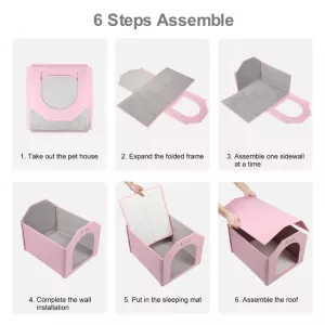 FUNADD Extra Large Skládací Zateplený Dům pro Zvířata s Odnímatelným Polštářem (Růžový) TopTechnology