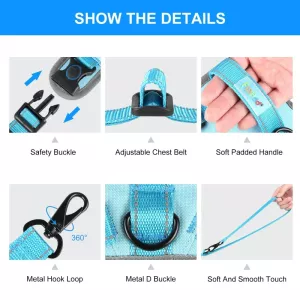 FunAdd Reflexní nylonový postroj pro psy, velikost M (modrý) TopTechnology