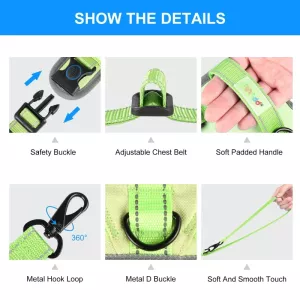 FunAdd Reflexní prodyšný nylonový postroj pro psy, velikost: M (zelený) TopTechnology