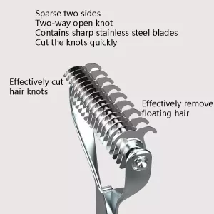 Pet hřeben zinku slitinový oboustranný pro kočky a psy - černý malý TopTechnology