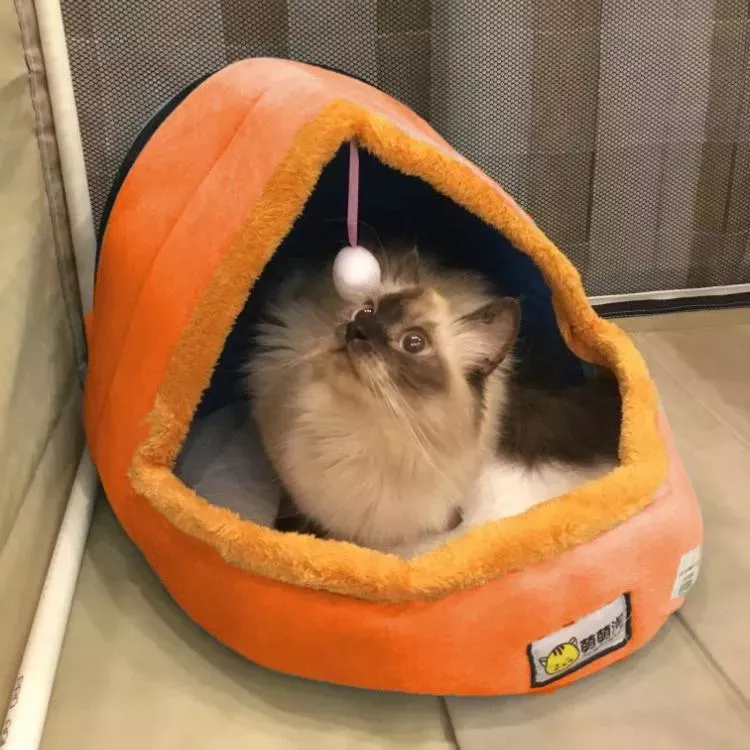 Teplý měkký pelíšek pro psy a kočky - M (oranžový) TopTechnology