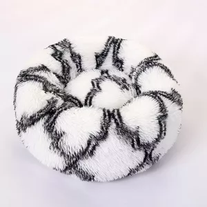 Teplý pelíšek pro domácí zvířata - kulatý, dlouhosrstý, průměr 60 cm (tmavě šedý) TopTechnology